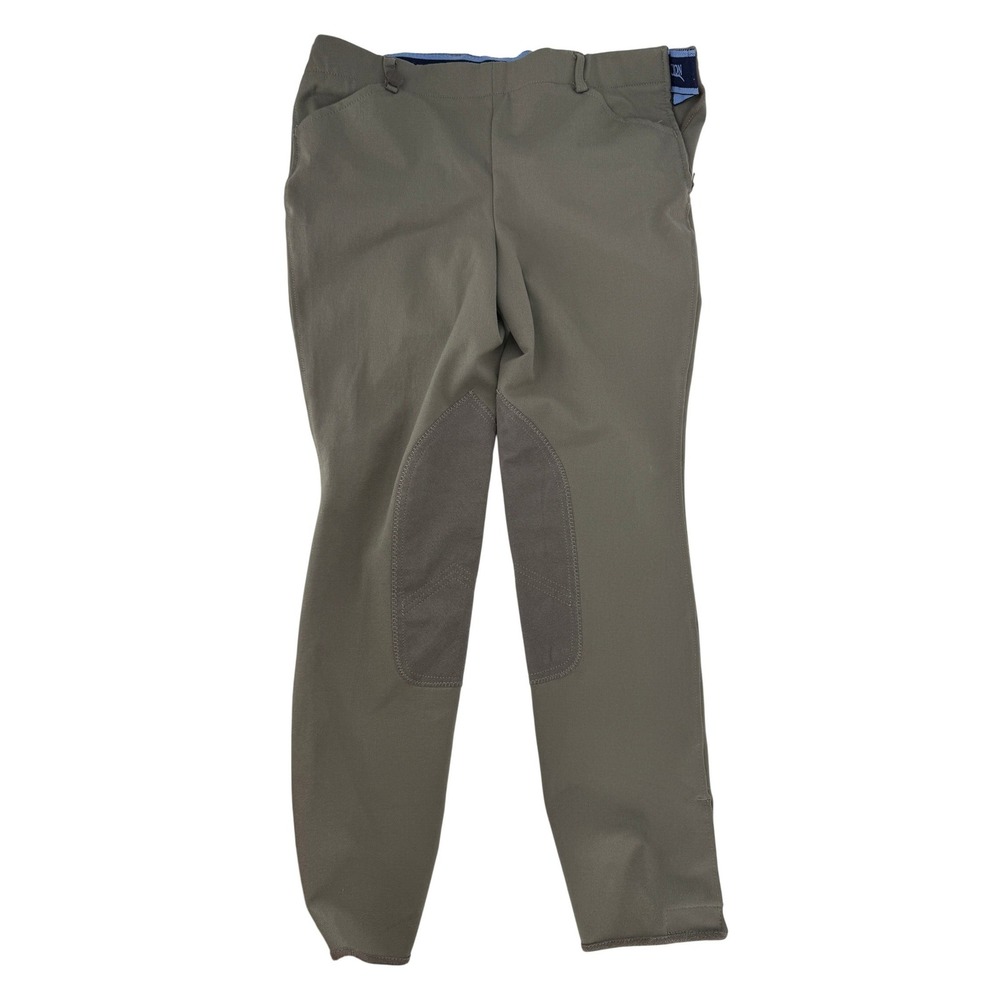 Ovation Womans 30L Equestrian Riding Breeches Taupe Brown Side Zip Knee Patch